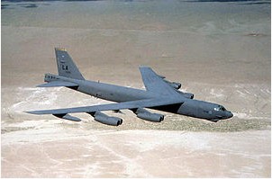 Picture of a B-52H flying over the desert